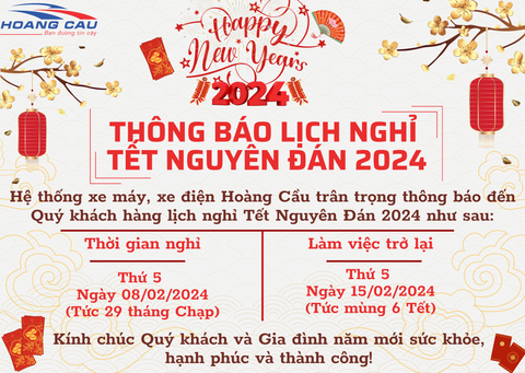 THÔNG BÁO NGHỈ TẾT NGUYÊN ĐÁN - GIÁP THÌN 2024